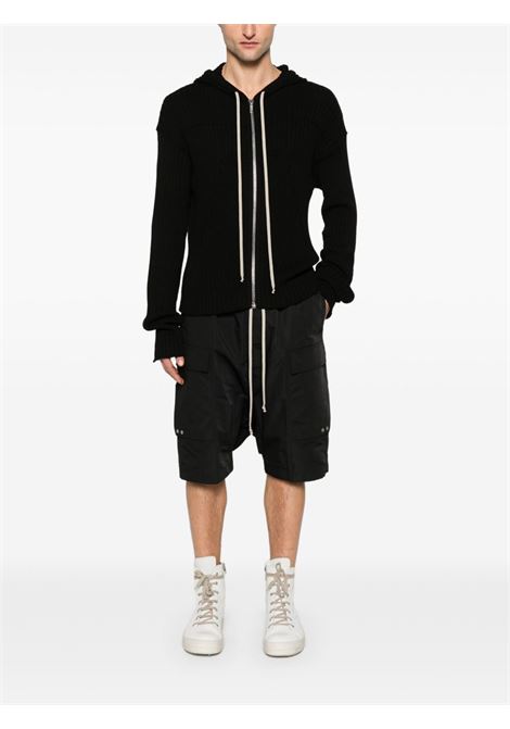 Black hooded zip-up sweatshirt Rick owens - men RICK OWENS | RU01E5614KEC09